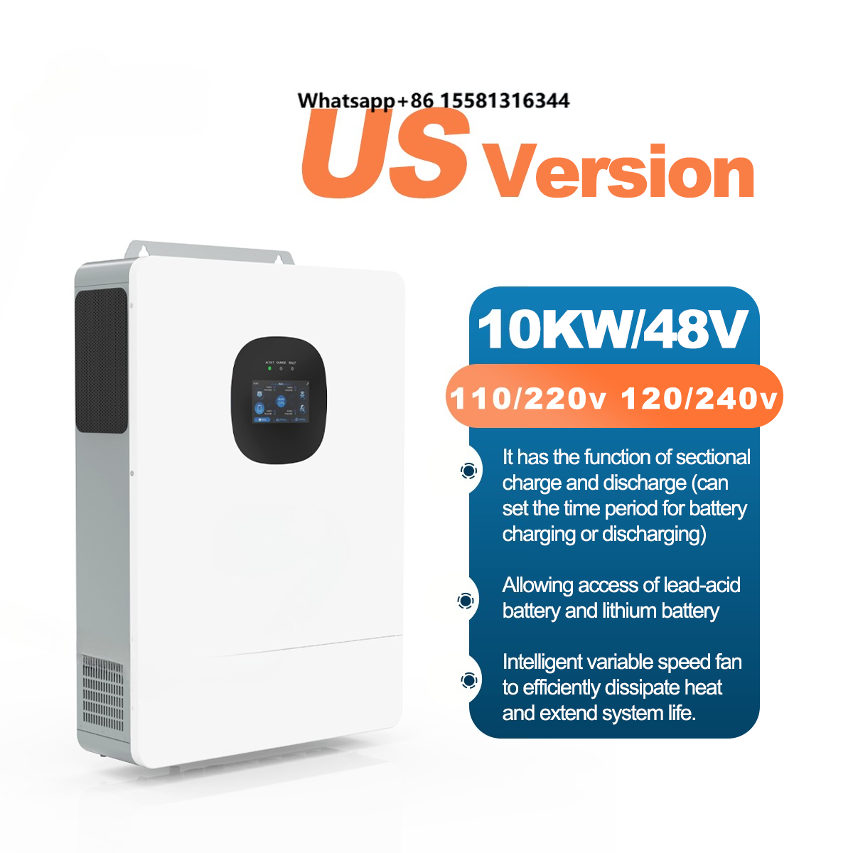 Split Phase Inverter 10Kw 110V 220V - UNC 10KW 10KVA 110V/220V 51.2V/48V Hybrid