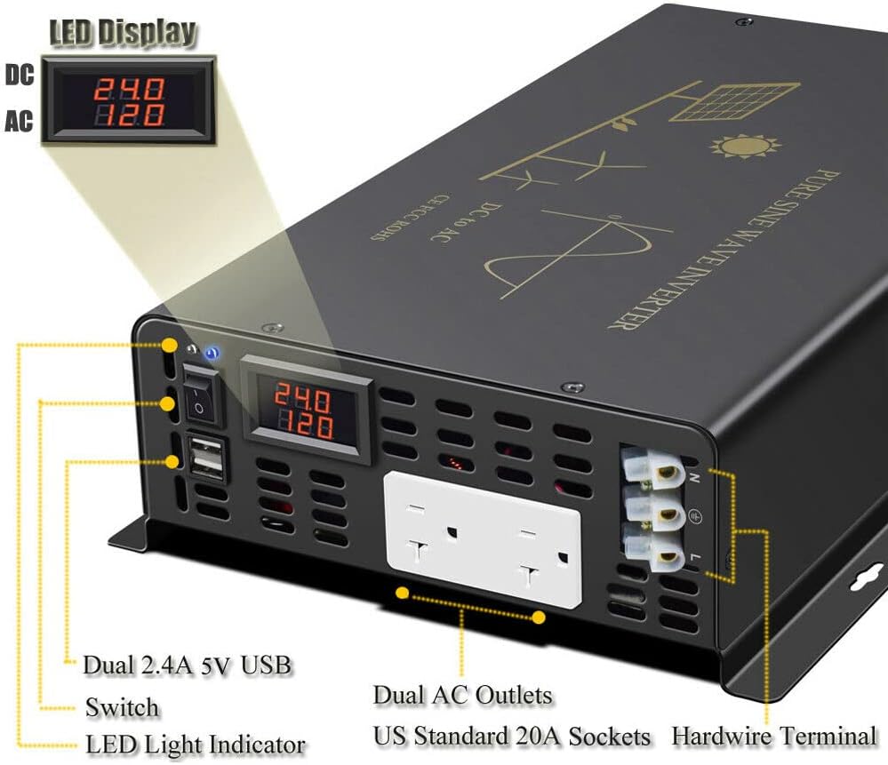 3000W Pure Sine Wave Solar Pow - Inverter Pure Sine Wave 60Hz 120V 3000W 评论和价格